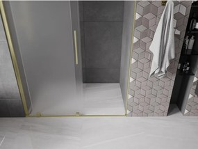 Mexen Velar, posuvné sprchové dvere do otvoru 160 cm, 8mm sklo námraza, zlatá matná, 871-160-000-31-55