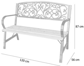 Zahradní lavička REGINA 120 cm přírodní dřevo/černá