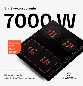 Klarstein Masterzone 60 Hybrid, indukčná varná doska, vstavaná, max. 9600 W, 4 Flex zóny, technológia ThermoBoost, Smart Flex