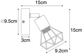 Priemyselné bodové svetlo čierne s dreveným otočným a naklápacím mechanizmom - Mosh