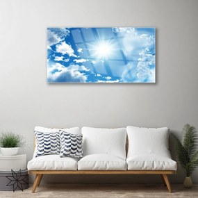 Skleneny obraz Slnko mraky nebo modré 100x50 cm