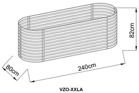 Vyvýšený záhradný záhon BestBerg VZO-XXLA / 240 x 80 x 82 cm / šedá