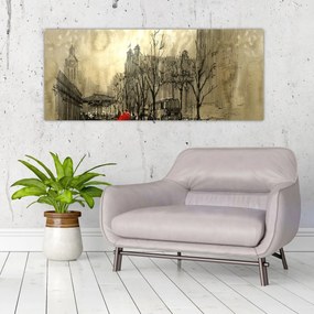 Obraz - Skica mestečka (120x50 cm)