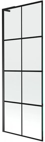 Mexen Next L, 1-krídlová vaňová zástena 70 x 150 cm, 6mm číre sklo-čierny vzor, čierny profil, 895-070-000-03-77-70