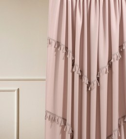 Room99 Hotový záves na páske so strapcami Chloe Jednofarebný Farba: Svetlobéžová, Veľkosť: 140 x 250 cm