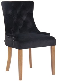 Jedálenská stolička Aberdeen ~ zamat, drevené nohy antik svetlé - Čierna