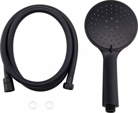 Erga Wemi, 3-funkčná ručná sprcha s hadicou 150 cm, 12,5 × 14 cm, čierna matná, ERG-YKA-BP.WEMI-BLK