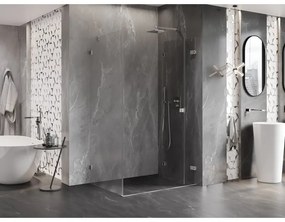 Mexen Lunar-F, 1-krídlový sprchový kút so skladacími dverami, pravý, 90 x 80 cm, 8mm číre sklo, brúsená oceľ profil, 836-090-080-97-00-P