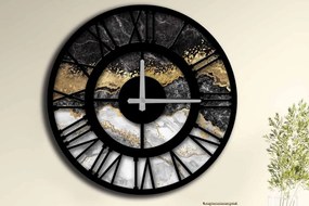 ASG, KADER drevené okrúhle hodiny v mramorovom dizajne