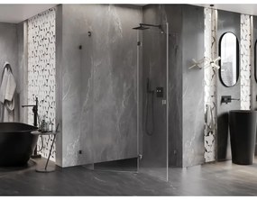 Mexen Lunar, pravý výklopný päťuholníkový sprchový kút 100 x 90 cm, 8mm číre sklo, profil grafit brúsený, 831-100P-090L-66-00-P