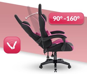 Kancelárska - herná stolička Rainbow ružovo-čierna - Látka