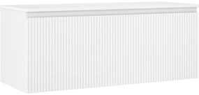 Mexen Rivel, kúpeľňová skrinka pod umývadlo 120 cm s hornou časťou, 1 zásuvka, drážkovaná, biela matná, 91A20-12047-1-BFC01