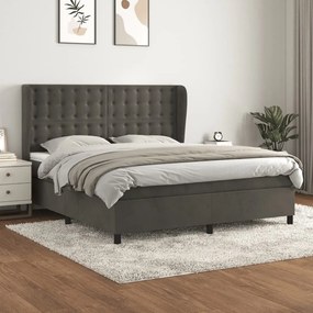 Posteľný rám boxspring s matracom tmavosivý 160x200 cm zamat 3129460