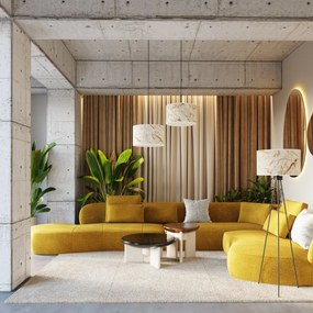 Stojacia lampa Nevia, 1x textilné tienidlo so vzorom, b