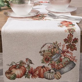 Dekorstudio Gobelínový behúň na stôl s motívom tekvíc NAT 45 x 140 cm