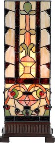 Béžovo-hnedá hranatá stolná lampa Tiffany Squillo - 18*18*45 cm E27/max 1*40W