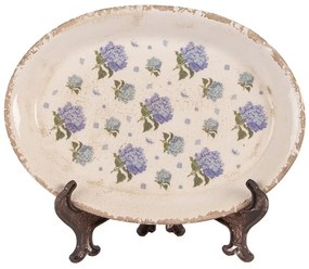 Keramický oválny podnos s kvetmi hortenzie Lilla - 25*18*2 cm