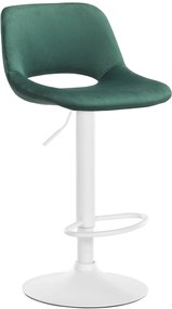 Barová stolička Camden - zamat, biely rám Zelená