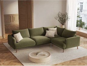 Zelená zamatová rohová pohovka (pravý roh/do L) Naomi – Micadoni