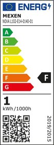 Mexen Nova, LED žiarovka E14, C37, 1W, Teplá - 3000K, 105 lm - L102-E14-0130-01
