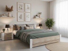 Posteľ IKAROS 120 x 200 cm, biela/dub sonoma Rošt: S lamelovým roštom, Matrac: Bez matraca