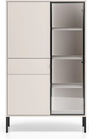 Vysoká vitrína Harmona 92 cm so zásuvkou a osvetlením - kašmírová