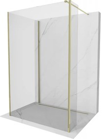 Mexen Kioto, 3-stenová sprchová zástena Walk-In Walk-in 125 x 70 x 30 cm, 8mm číre sklo, zlatý lesklý profil,800-125-070-221-50-00-030