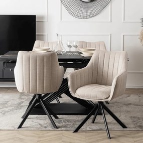 Otočná stolička do jedálne Sarna krémová štrukturovaná látka