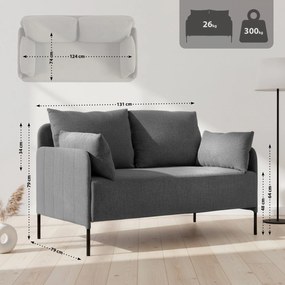 Sedačka Ziden 2-miestna látka - tmavosivá