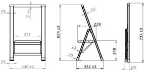 WENKO 601011100 - Stupienkový rebrík ALU-DESIGN 44x101 cm strieborná/čierna