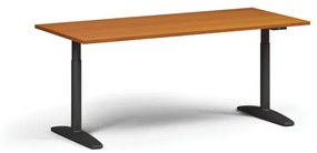 Výškovo nastaviteľný stôl OBOL, elektrický, 675-1325 mm, doska 1800x800 mm, čierna zaoblená podnož, čerešňa