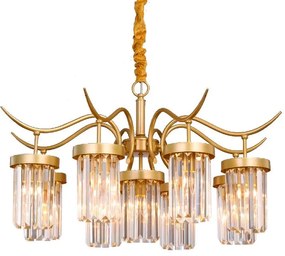Toolight - Závesný krištáľový luster 9xE27 60W, zlatá, OSW-08916