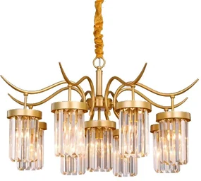 Toolight - Závesný krištáľový luster 9xE27 60W, zlatá, OSW-08916