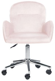 Zamatová kancelárska stolička ružová PRIDDY Beliani