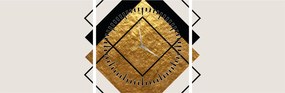 Obraz - Abstrakcia zlatá a biela N⁰1 (s hodinami) (90x30 cm)