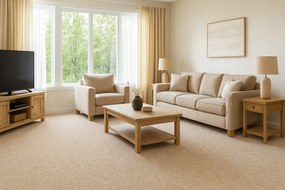 Timzo, Metrážny koberec Bingo 6814, na mieru, šíře 3m,4m,5m, béžová, filc, obývacia izba