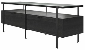 Čierny TV stolík v dekore duba 140x50 cm Wainwright - Queer Eye