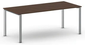 Rokovací kancelársky stôl PRIMO INFINITY, 200x90 cm, sivostrieborná podnož, orech