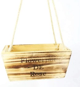 Drevený obal na kvetináč závesný