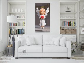 Gario Maľovanie podľa čísel Anjelik s červeným srdcom Rozmery: 40 x 80 cm, Rámovanie: Iba zrolované plátno