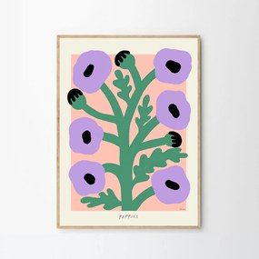 The Poster Club Plagát Purple Poppies by Madelen Möllard 50x70