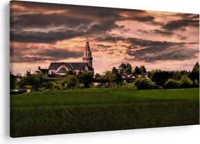 Obraz krajiny s kostolom (90x60 cm)