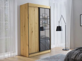 Šatníková skriňa s posuvnými dvermi Birelto II 120 2D, Farby: biela / biela + čierna