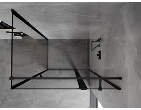 Mexen Mist T, sprchový kút s krídlovými dverami, pravý, 70 x 115 cm, 8mm číre sklo, čierny profil, 8A4T-115-070-70-70-P