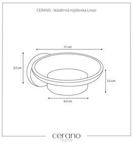 CERANO - Nástenný mydlenka Lineo - čierna matná, mliečne sklo, CER-CER-479815