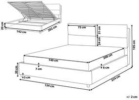 Zamatová posteľ s úložným priestorom 140 x 200 cm béžová BATILLY Beliani