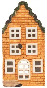 Oranžový keramický domček na čajovú sviečku Lamont - 9*10*19 cm