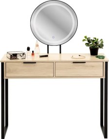 Toaletný stolík BEAUTY so zrkadlom a LED osvetlením naturálny / čierny