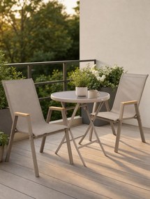 Dekorstudio Balkónová sada nábytku POLA – béžová (2 stoličky + okrúhly stolík)