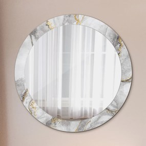 Okrúhle dekoračné zrkadlo s motívom Biele mramorové zlato fi 80 cm